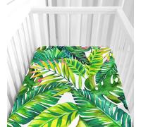 Treer Drap Housse pour Lit Bébé Doux Respirant, Confort Drap Housse Nacelle Bébé Couffin et Berceaux Protège Matelas Compatible pour Lit à Barreaux Enfant (Plantes tropicales 1,160x80x20cm)
