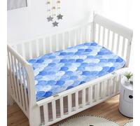 Treer Drap Housse pour Lit Bébé Doux Respirant, Drap Housse Nacelle Bébé Confort Drap Housse Couffin et Berceaux Protège Matelas Compatible pour Lit à Barreaux (Bleu,90x40x10cm)