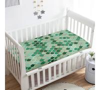 Treer Drap Housse pour Lit Bébé Doux Respirant, Écailles Colorées Drap Housse Nacelle Bébé Confort Drap Housse Couffin et Berceaux Protège Matelas Compatible pour Lit à Barreaux (Vert,90x55x10cm)