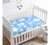 Treer Drap Housse pour Lit Bébé Doux Respirant, Empreinte de Chat Drap Housse Nacelle Bébé Confort Drap Housse Couffin et Berceaux Protège Matelas Compatible (Bleu,160x80x20cm)