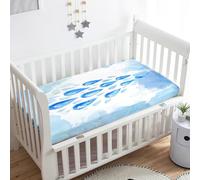 Treer Drap Housse pour Lit Bébé Doux Respirant, Gouttes D'eau Colorées Drap Housse Nacelle Bébé Confort Drap Housse Couffin et Berceaux Protège Matelas pour Lit à Barreaux (90x55x10cm,Bleu)
