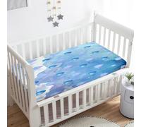 Treer Drap Housse pour Lit Bébé Doux Respirant, Gouttes D'eau Sombres Drap Housse Nacelle Bébé Confort Drap Housse Couffin et Berceaux Protège Matelas pour Lit à Barreaux (Bleu brumeux,80x40x10cm)