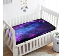 Treer Drap Housse pour Lit Bébé Doux Respirant, Interstellaire 3D Drap Housse Nacelle Bébé Confort Drap Housse Couffin et Berceaux Protège Matelas Compatible (Violet,90x40x10cm)