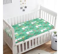 Treer Drap Housse pour Lit Bébé Doux Respirant, Mignon Alpaga Drap Housse Nacelle Bébé Confort Drap Housse Couffin et Berceaux Protège Matelas pour Lit à Barreaux (Vert,75x30x10cm)