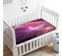 Treer Drap Housse pour Lit Bébé en Microfibre Doux Respirant, Drap Housse Nacelle Bébé Confort Drap Housse Couffin et Berceaux Protège Matelas (Étoile violette 5,85x51x10cm)