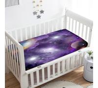 Treer Drap Housse pour Lit Bébé en Microfibre Doux Respirant, Drap Housse Nacelle Bébé Confort Drap Housse Couffin et Berceaux Protège Matelas (Étoile violette 4,90x55x10cm)