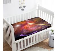 Treer Drap Housse pour Lit Bébé en Microfibre Doux Respirant, Drap Housse Nacelle Bébé Confort Drap Housse Couffin et Berceaux Protège Matelas (Étoile violette 3,140x70x20cm)