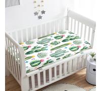 Treer Drap Housse pour Lit Bébé en Microfibre Doux Respirant, Drap Housse Nacelle Bébé Confort Drap Housse Couffin et Berceaux Protège Matelas (Cactus 4,140x70x20cm)