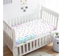 Treer Drap Housse pour Lit Bébé en Microfibre, Drap Housse Nacelle Confort. Drap Housse Couffin et Berceaux Protège Matelas Compatible pour Lit à Barreaux Enfant (Points violets,80x40x10cm)