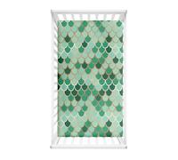 Treer Drap Housse pour Lit Bébé en Microfibre, Drap Housse Nacelle Confort. Drap Housse Couffin et Berceaux Protège Matelas Compatible pour Lit à Barreaux Enfant (Écailles vertes,95x65x10cm)