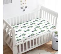 Treer Drap Housse pour Lit Bébé en Polyester Doux Respirant, Confort Drap Housse Nacelle Bébé Couffin et Berceaux Protège Matelas Compatible pour Lit à Barreaux Enfant (Feuilles vertes,85x51x10cm)
