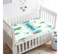 Treer Drap Housse pour Lit Bébé en Polyester Doux Respirant, Confort Drap Housse Nacelle Bébé Couffin et Berceaux Protège Matelas Compatible pour Lit à Barreaux Enfant (Cactus,85x51x10cm)