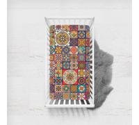 Treer Drap Housse pour Lit Bébé en Polyester Doux Respirant, Confort Drap Housse Nacelle Bébé Couffin et Berceaux Protège Matelas Compatible pour Lit à Barreaux Enfant (Style marocain 3,90x140cm)