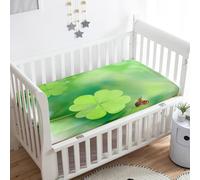 Treer Drap Housse pour Lit Bébé en Polyester Doux Respirant, Drap Housse Nacelle Bébé Couffin et Berceaux Protège Matelas Compatible pour Lit à Barreaux Enfant (L'herbe verte,90x55x10cm)