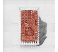 Treer Drap Housse pour Lit Bébé en Polyester Doux Respirant, Maroc Drap Housse Nacelle Bébé Couffin et Berceaux Protège Matelas Compatible pour Lit à Barreaux Enfant (Orange,100 x 135cm)