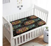 Treer Drap Housse pour Lit Bébé en Polyester Doux Respirant, Nacelle Bébé Confort Drap Housse Couffin et Berceaux Protège Matelas Compatible pour Lit à Barreaux Enfant (Ananas 3,90x55x10cm)