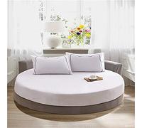 Treer Drap Housse Ronde en 100% Coton pour Housse de Matelas Épais pour Hôtel/Maison, Couleur Unie Draps de Lit Double Couple, Couvre-lit Elastique Protège Matelas (Blanc,220x220+25cm)