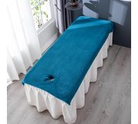 Treer Drap pour Table de Massage, Serviette de Bain, Serviette de Massage avec Cavité Faciale pour SPA, Salon de Coiffure, Soin de Peau, Lavable (Bleu 01,190x90cm)