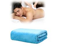 Treer Drap pour Table de Massage, Serviette de Bain, Serviette de Massage pour SPA, Salon de Coiffure, Soin de Peau, Lavable, Couleur Pure (Bleu 02,180x80cm)