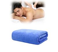 Treer Drap pour Table de Massage, Serviette de Bain, Serviette de Massage pour SPA, Salon de Coiffure, Soin de Peau, Lavable, Couleur Pure (Bleu 03,180x80cm)