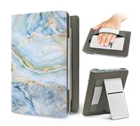 Treer Étui pour 7" Kindle Paperwhite, Coque pour Kindle Colorsoft, Housse de Protection pour 6.8-7" eReader, Veille/Réveil Auto, Cuir PU, avec Dragonne, 3D Marbre (Marbre Bleu)