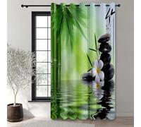 Treer Fleur de Pierre 3D Rideaux D'extérieur Impermeable Exterieur Rideau avec Oeillet, Opaque Protection Solaire Rideaux pour Pergola, Cabanon Jardin Gazebo (Bambou 1,W132*L137cm)