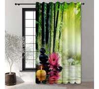 Treer Fleur de Pierre 3D Rideaux D'extérieur Impermeable Exterieur Rideau avec Oeillet, Opaque Protection Solaire Rideaux pour Pergola, Cabanon Jardin Gazebo (Bambou 2,W140*L260cm)