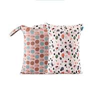 Treer Grand Sacs à couches pour Bébé 2 pièces Double Fermeture Eclair Étanche Lavable Imprimé Sac de Rangement Couches pour Couches Neuves ou Usées, Plage, Piscine, Voyage (Pavé,30x40cm)