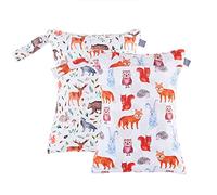 Treer Grand Sacs à couches pour Bébé Double Fermeture 2 pièces Eclair Étanche Sac de Rangement Couches Réutilisable pour Couches Neuves ou Usées, Plage, Piscine, Voyage (Animaux Forêt,30x40cm)