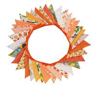 Treer Guirlande de Fanions en Tissu, 11M Guirlande de Fanions Lit Cabane Multicolore avec Pompons pour Garçons Filles Décoration Chambre et Murale, Fête de Jardin, Nordique Motif (Orange)