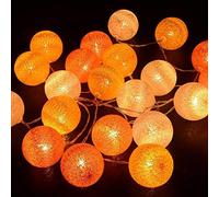 Treer Guirlande Lumineuse Boules, Boules de Noel Batterie Chaîne de Lumière LED Lumière Décoration Pour La Saint Valentin Arbre de Noël Mariage Anniversaire Fêtes (4.5M-30 Balle,Orange)
