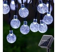 Treer Guirlande Lumineuse Exterieur Solaire à Boules de Cristal, 8 Modes IP65 Étanche Guirlande Guinguette Extérieur pour Jardin, Mariage, Fête, Balcon, Terrasse (Blanc chaud,22M 200LED)