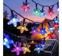 Treer Guirlande Lumineuse Exterieur Solaire en Forme de Étoiles, Guirlande Guinguette Extérieur Jardin 8 Modes IP44 Étanche pour Mariage, Fête, Balcon, Terrasse Décoration (Couleurs,12M 100LED)