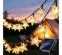 Treer Guirlande Lumineuse Exterieur Solaire en Forme de Étoiles, Guirlande Guinguette Extérieur Jardin 8 Modes IP44 Étanche pour Mariage, Fête, Balcon, Terrasse Décoration (Blanc chaud,6M 40LED)