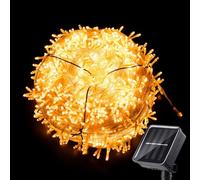 Treer Guirlande Lumineuse Exterieur Solaire, Led BulbLED LEDs Guirlande Guinguette Extérieur, IP55 Étanche, 8 Modes pour Jardin Terrasse Balcon Fête (Jaune doré,32m 300 Lumières)