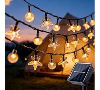 Treer Guirlande Lumineuse Exterieur Solaire, LED Étoiles Boules de Cristal Guirlande Guinguette Extérieur 8 Modes Étanche pour Jardin, Mariage, Fête, Balcon, Terrasse (Blanc chaud,7M 50LED)