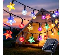 Treer Guirlande Lumineuse Exterieur Solaire, LED Étoiles Boules de Cristal Guirlande Guinguette Extérieur 8 Modes Étanche pour Jardin, Mariage, Fête, Balcon, Terrasse (Couleurs,7M 50LED)