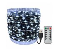 Treer Guirlande Lumineuse Intérieure Interface USB - LED Fil de Cuivre avec Télécommande pour Déco Chambre, Sapin de Noël, Halloween et Fête, 5-100M (Blanc froid,50m)