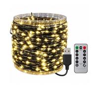 Treer Guirlande Lumineuse Intérieure Interface USB - LED Fil de Cuivre avec Télécommande pour Déco Chambre, Sapin de Noël, Halloween et Fête, 5-100M (Blanc chaud,20m)