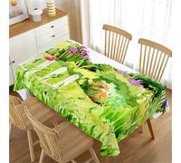 Treer Herbe Verte Nappe Rectangulaire, Nappe Extérieur Lavable Polyester, Rectangulaire Anti Tache, Linge de Table pour Salle à Manger/Jardin/Extérieur Intérieur (Aquarelle,140x180cm)