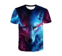 Treer Homme Manches Courtes 3D Animal Imprimé, Été Tee Shirts Tops Unisexe Col Rond Décontractée T-Shirt Respirant Casual Sports Blouse Tops S-5XL (Interstellaire,L)