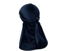 Treer Hommes Femmes Chapeau Durag en Velour avec Longue Queue,Unisexe Retro Pirate Casquette Bonnet Musulman Turban Headwraps Casquette Accessoires de Mode (100cm,Bleu Marin)