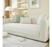 Treer Housse de Canapé Antidérapant, Motif Chevron Jacquard Protège Canapé Dangle/Forme de L Housse de Coussin de Canapé Universel 1 2 3 Places Housses de Coussin Canape (90x240cm,Blanc crème)