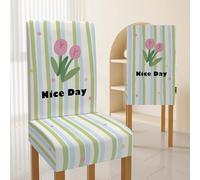 Treer Housse de Chaise Extensible 2, 4, 6 pièces, Couverture Protecteur de Chaise Salle a Manger Universel Amovible Lavable Protège Siège pour Hôtel, Restaurant (Tulipes,2 pièces)
