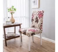 Treer Housse de Chaise Extensible Universelle 1/4/6/10 pièces Décoration de Chaise Moderne pour chaises Housse Couverture de Chaise pour la décoration de Mariage à Domicile (Fleur de pivoine,6 pièces)