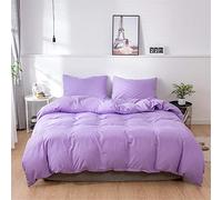 Treer Housse de Couettes, Couleur Unie Parure de Lit pour 2 Personnes Microfibre Enfant Garçon Simple Double King Nordique Ensemble de Literie avec 1/2 Taie d'oreiller (Violet Clair,220x240cm)