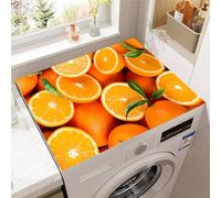 Treer Housse de Machine à Laver Absorbants Séchage Rapide, Impression de Tortue 3D Housse de Tapis supérieur pour laveuse etsécheuse, Antidérapant pour Sèche-linge (Orange,60x60cm)