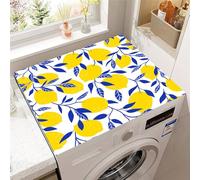Treer Housse de Machine à Laver Absorbants Séchage Rapide, Impression de Tortue 3D Housse de Tapis supérieur pour laveuse etsécheuse, Antidérapant pour Sèche-linge (Citron jaune,60x60cm)