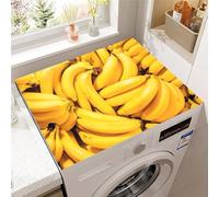 Treer Housse de Machine à Laver Absorbants Séchage Rapide, Impression de Tortue 3D Housse de Tapis supérieur pour laveuse etsécheuse, Antidérapant pour Sèche-linge (Banane,60x60cm)