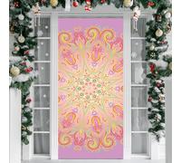 Treer Housse de Porte 210 sur 90 Elastique, Motif Mandala Deco Housse de Porte Elastique Décoration Toute l'année Intérieur Extérieur pour Fête, Anniversaire, Mariage Décoration (Style 4,90x210cm)